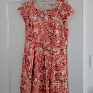 Madewell coral lace overlay dress